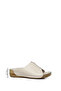 Women's Cream Genuine Leather Slippers - 7