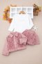 Girl's Floral Detailed Shorts Skirted 3-Piece Jacket Set
