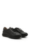 Women's Black Lace-Up Padded Sole Genuine Leather Sneakers - 9