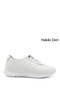 Women's White Lace-Up Padded Sole Genuine Leather Sneakers - 6