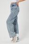 Light Snow Wash High Waist Casual Women's Tube Leg Denim Palazzo Pants - 4