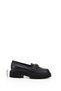 Women's Navy Blue Antique Thick Heeled Buckled Genuine Leather Loafer Shoes - 9