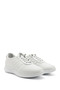 Women's White Lace-Up Padded Sole Genuine Leather Sneakers - 8