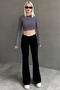 Black High Waist Flare Leg Stylish Casual Women's Leggings Mg2645 - 5