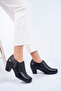 Genuine Leather Black Women's Leather Classic Heeled Shoes Dp37-1104 - 4