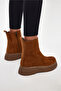 Women's Tan Suede Comfortable Fit Zippered Suede Boots - 3