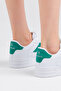 Unisex White Green Side Striped Lace Up Comfortable Sneaker - 6