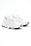 Unisex White Breathable Fabric PU Sole Lace-Up Sneakers - 3