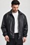 Oversized Men's Black Leather Jacket - 2