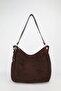 Women's Brown Suede Charm Detailed Zipper Closure Hand and Shoulder Bag Toli - 2