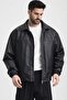 Oversized Men's Black Leather Jacket