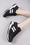 Unisex Black White Thermo Sole Striped Lace-Up Sports Shoes - 2