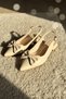 Dulef Bowknot Beige (3 cm Heeled) Pointed Toe Heeled Shoes - 3