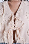 Beige Balloon Sleeve Tassel Detailed Tie-Front Woven Blouse Alc-X15132 - 8