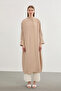 Hooded Sleeve Detailed Giy Çık Beige 0179