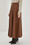 Chain Detailed Pleated Long Camel Skirt 0123 - 4