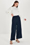 Wide Leg Fabric Navy Blue Trousers P-0013 - 2