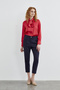 High Waist Fabric Navy Blue Trousers 0200 - 5