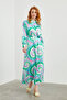 Patterned Long Green Dress 0400 - 3