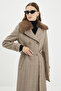 Fur Detailed Double Breasted Collar Cashmere Mink Coat 13114 - 3