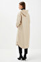 Hooded Pocket Detailed Long Jacket Stone 0135 - 6