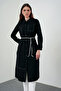 Shirt Collar Lace Detailed Long Black Tunic 1451 - 5