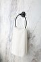 Black Open Toilet Paper Holder / Ring Towel Holder / Fork Robe Holder 3-Piece Bathroom Set - 2