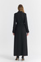 Shirt Collar Zippered Belted Black Overcoat 13781 - 6