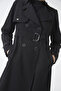Black Trench Coat with Chain and Belt Detail 12615 - 5