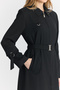 Shirt Collar Zippered Belted Black Overcoat 13781 - 2