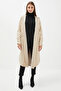 Hooded Pocket Detailed Long Jacket Stone 0135 - 3