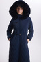 Fur Detailed Hooded Long Inflatable Navy Blue Coat 12765 - 2