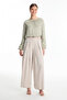 Wide Leg Beige Trousers with Belt Detail 0222 - 3