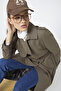 Jacket Collar Sleeve Detailed Khaki Trench Coat 12667