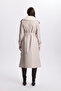 Fur Collar Zipper Detailed Leather Stone Trench Coat 13527 - 7