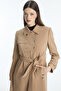 Belted Trench Coat with Button and Zipper Detail Camel 13928 - 4