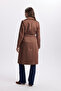 Double Breasted Collar Button Detailed Brown Trench Coat 13548 - 3