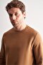 Brown Long Sleeve Crew Neck Plain Cotton Comfort Fit Sweatshirt 1013255150 - 4