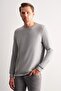 Gray Long Sleeve Crew Neck Plain Cotton Comfort Fit Sweatshirt 1013255150 - 4