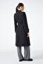 معطف واق من المطر أسود بياقة قميص وحزام 13751 - 8