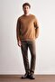 Brown Long Sleeve Crew Neck Plain Cotton Comfort Fit Sweatshirt 1013255150 - 2