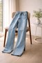 Azalea Women's Light Blue Snow Wash Super High Waist Stretch Fabric Loose Leg Denim Palazzo Pants - 5