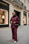 3 İplik Ş Fleece-Lined Bomber Double Hijab Set |   Cotton Comfortable Suit Burgundy - 2