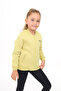 Girl's College Collar Zippered Pocket Low Shoulder Embroidery Printed Knitted Cardigan - 2 Yarn Threaded - 5
