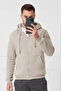 Beige Plain Unisex Oversize (3 Threads) Thick Fleece Inside Cardigan