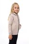 Girl's Beige Hooded Zippered Pocket Embroidery Printed Knitted Cardigan - 2 Thread Raised Embroidery - 3
