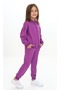 Girl's 2-Piece Set Embroidered Printed Stand Collar Zippered Sweatshirt & Ribbed Cuff with Pocket - 3