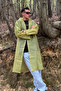 Unisex Water Windproof Foldable Hooded Snap Button Eva Green Raincoat - 3
