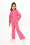 Girl's 2-Piece Set Printed Crew Neck Sweatshirt & Wide Leg Sweatpants with Elastic Waist