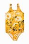 Girls' Swimsuit Honeybee Floral Printed Pattern Comfortable Quick Drying Swimwear Sea Pool Beach Bathing Suit
